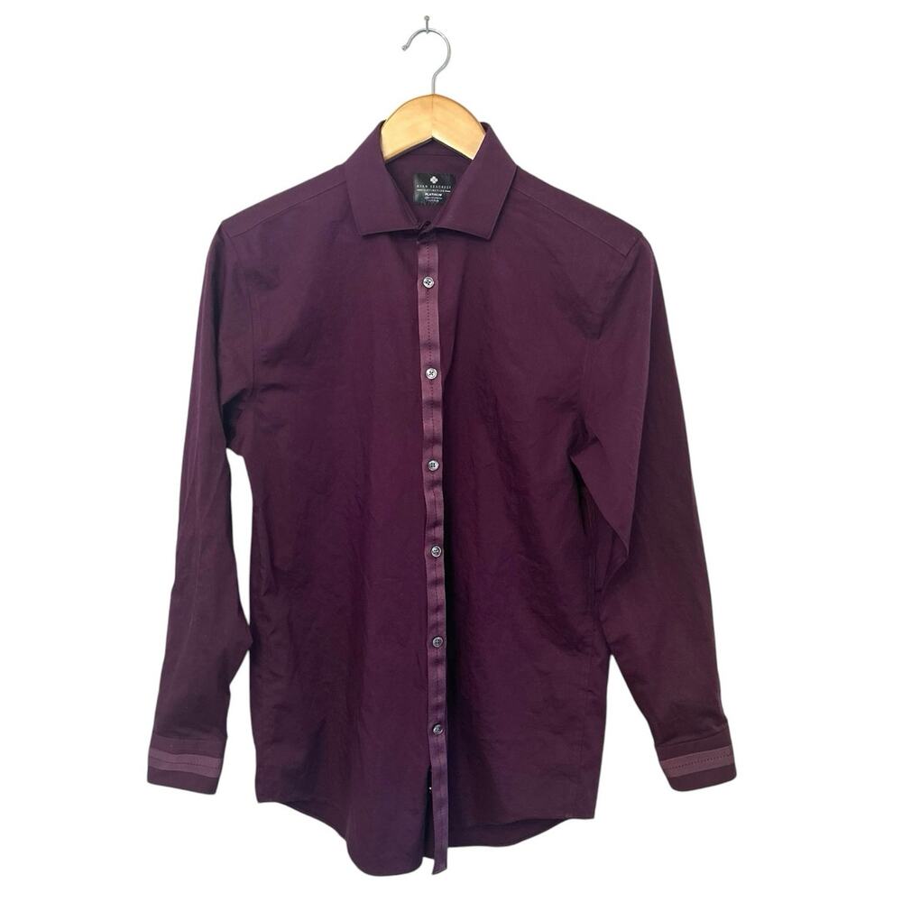 NWOT Ryan Seacrest Distinction Platinum Slim Stretch Dress Shirt Purple 15 32/33
